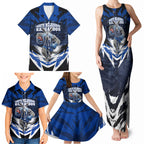 Personalised North Melbourne Kangaroos Football Family Matching Tank Maxi Dress and Hawaiian Shirt Fierce Kangaroo Mascot 3D Grunge City Art