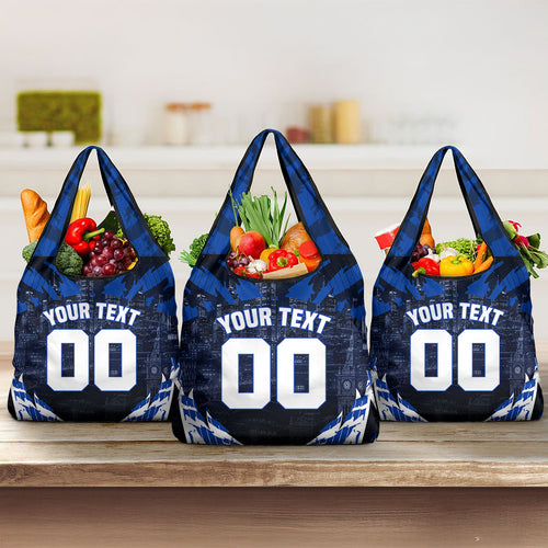 Personalised North Melbourne Kangaroos Football Grocery Bag Fierce Kangaroo Mascot 3D Grunge City Art