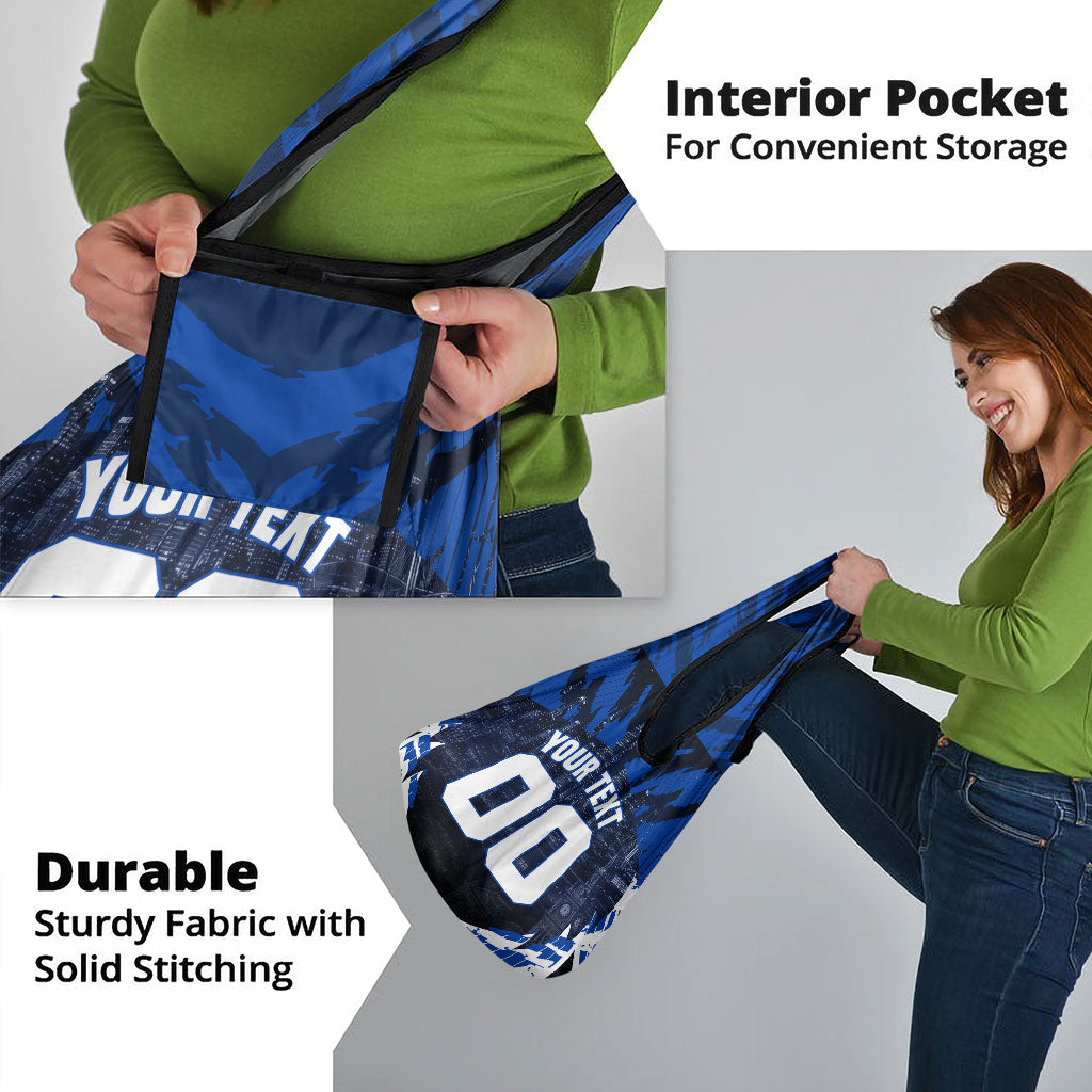 Personalised North Melbourne Kangaroos Football Grocery Bag Fierce Kangaroo Mascot 3D Grunge City Art