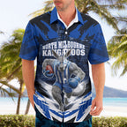 Personalised North Melbourne Kangaroos Football Hawaiian Shirt Fierce Kangaroo Mascot 3D Grunge City Art