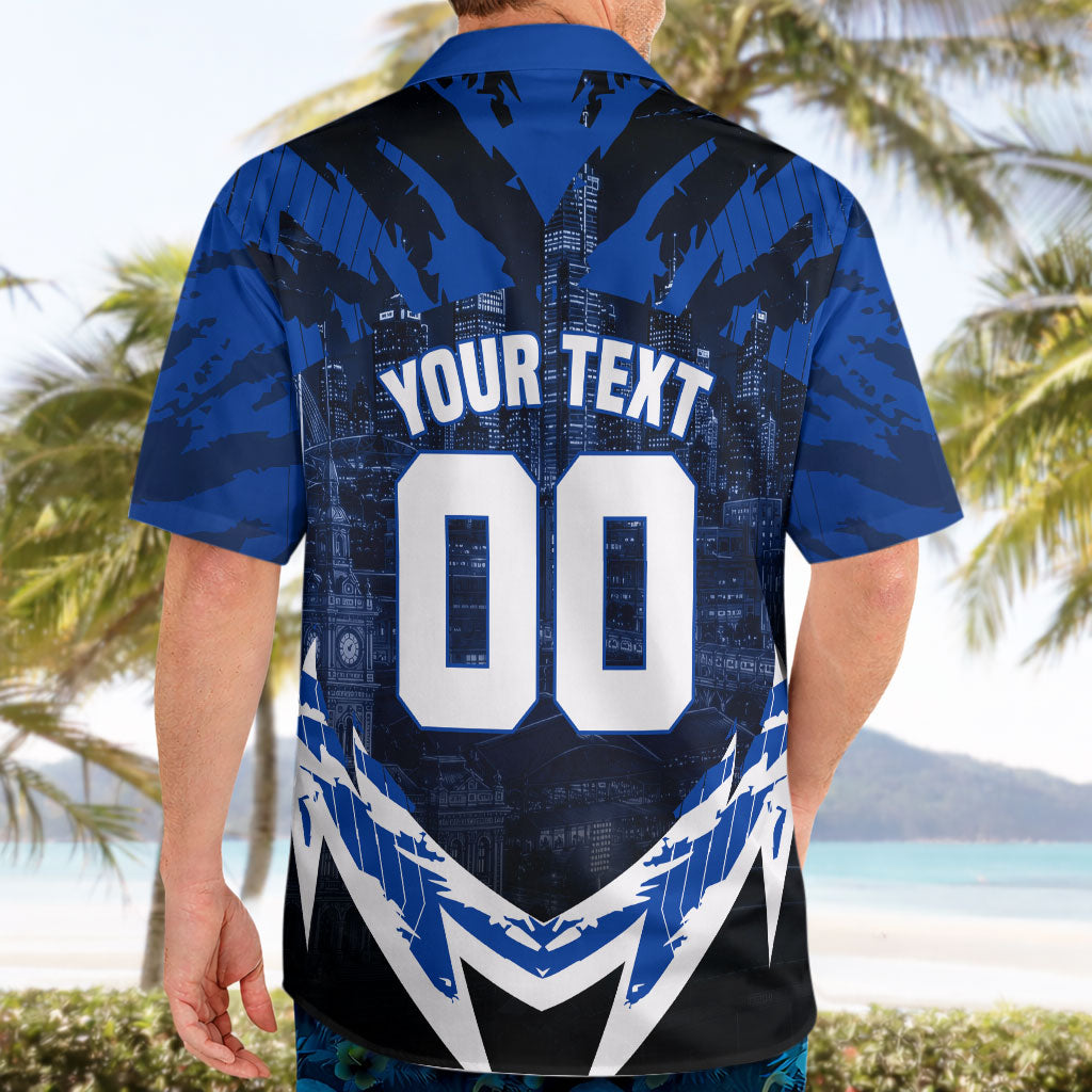 Personalised North Melbourne Kangaroos Football Hawaiian Shirt Fierce Kangaroo Mascot 3D Grunge City Art