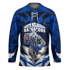 Personalised North Melbourne Kangaroos Football Hockey Jersey Fierce Kangaroo Mascot 3D Grunge City Art