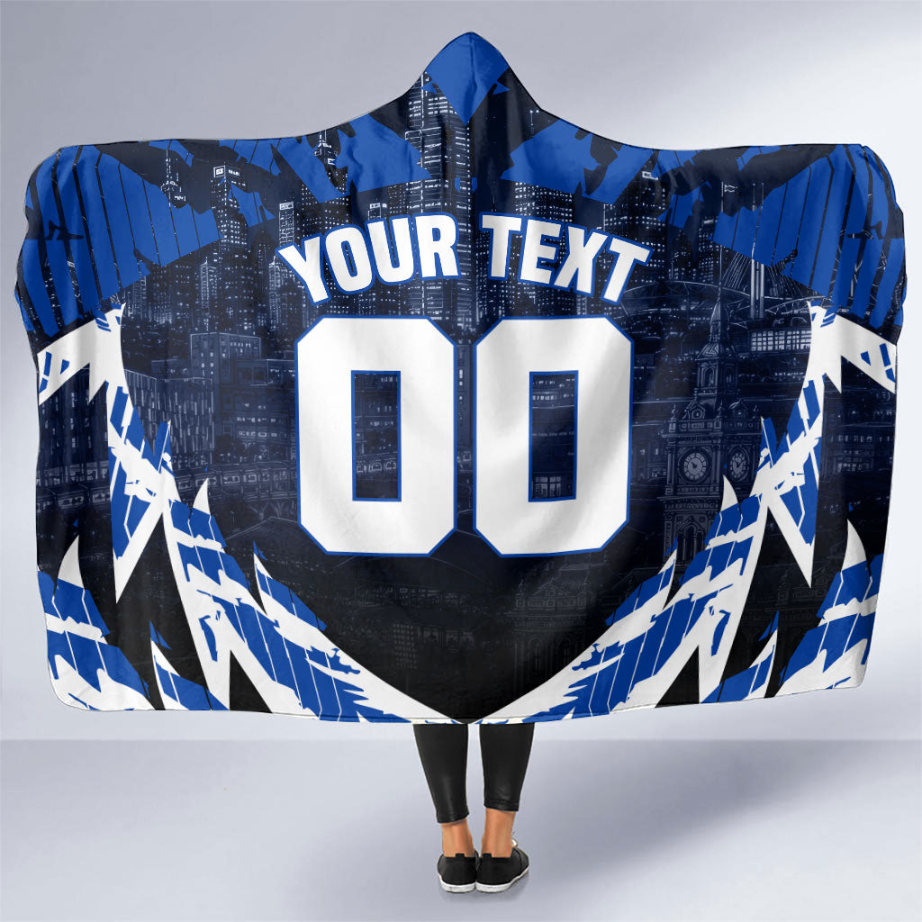 Personalised North Melbourne Kangaroos Football Hooded Blanket Fierce Kangaroo Mascot 3D Grunge City Art