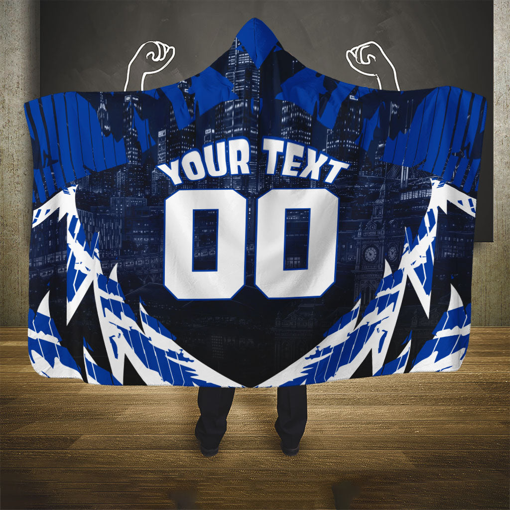 Personalised North Melbourne Kangaroos Football Hooded Blanket Fierce Kangaroo Mascot 3D Grunge City Art