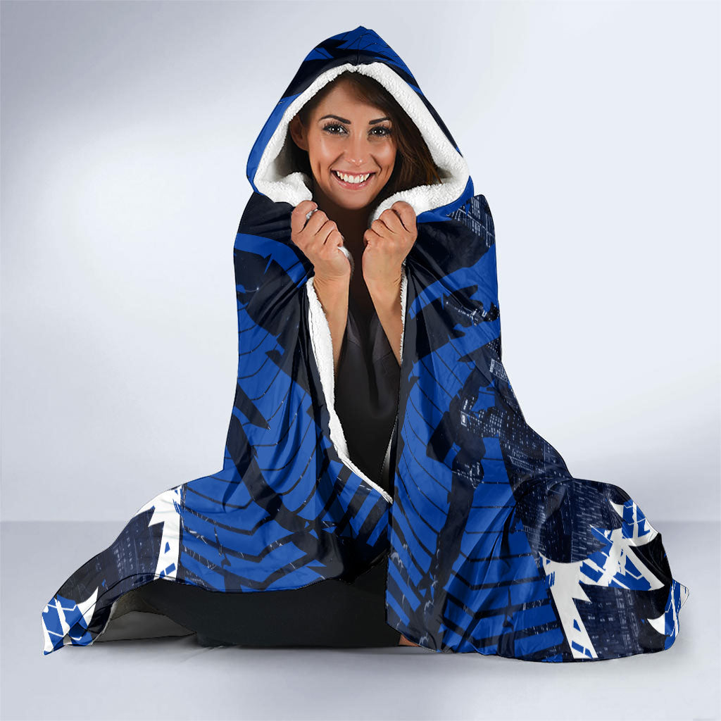 Personalised North Melbourne Kangaroos Football Hooded Blanket Fierce Kangaroo Mascot 3D Grunge City Art