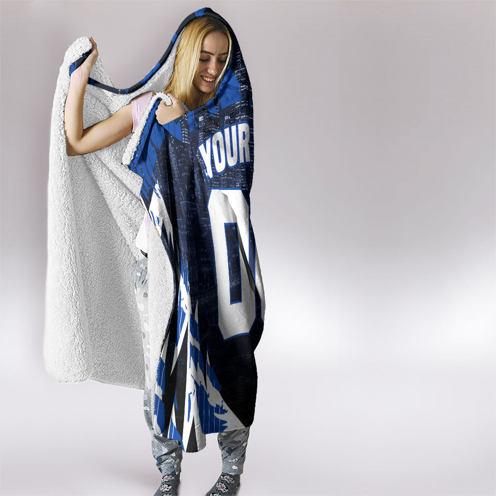 Personalised North Melbourne Kangaroos Football Hooded Blanket Fierce Kangaroo Mascot 3D Grunge City Art