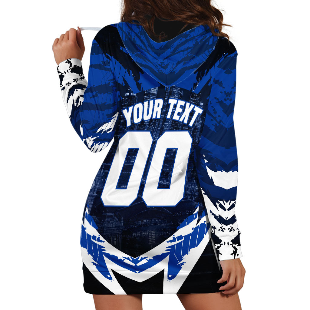 Personalised North Melbourne Kangaroos Football Hoodie Dress Fierce Kangaroo Mascot 3D Grunge City Art