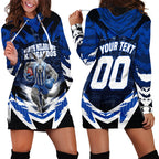 Personalised North Melbourne Kangaroos Football Hoodie Dress Fierce Kangaroo Mascot 3D Grunge City Art