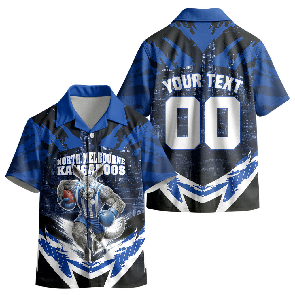Personalised North Melbourne Kangaroos Football Kid Hawaiian Shirt Fierce Kangaroo Mascot 3D Grunge City Art