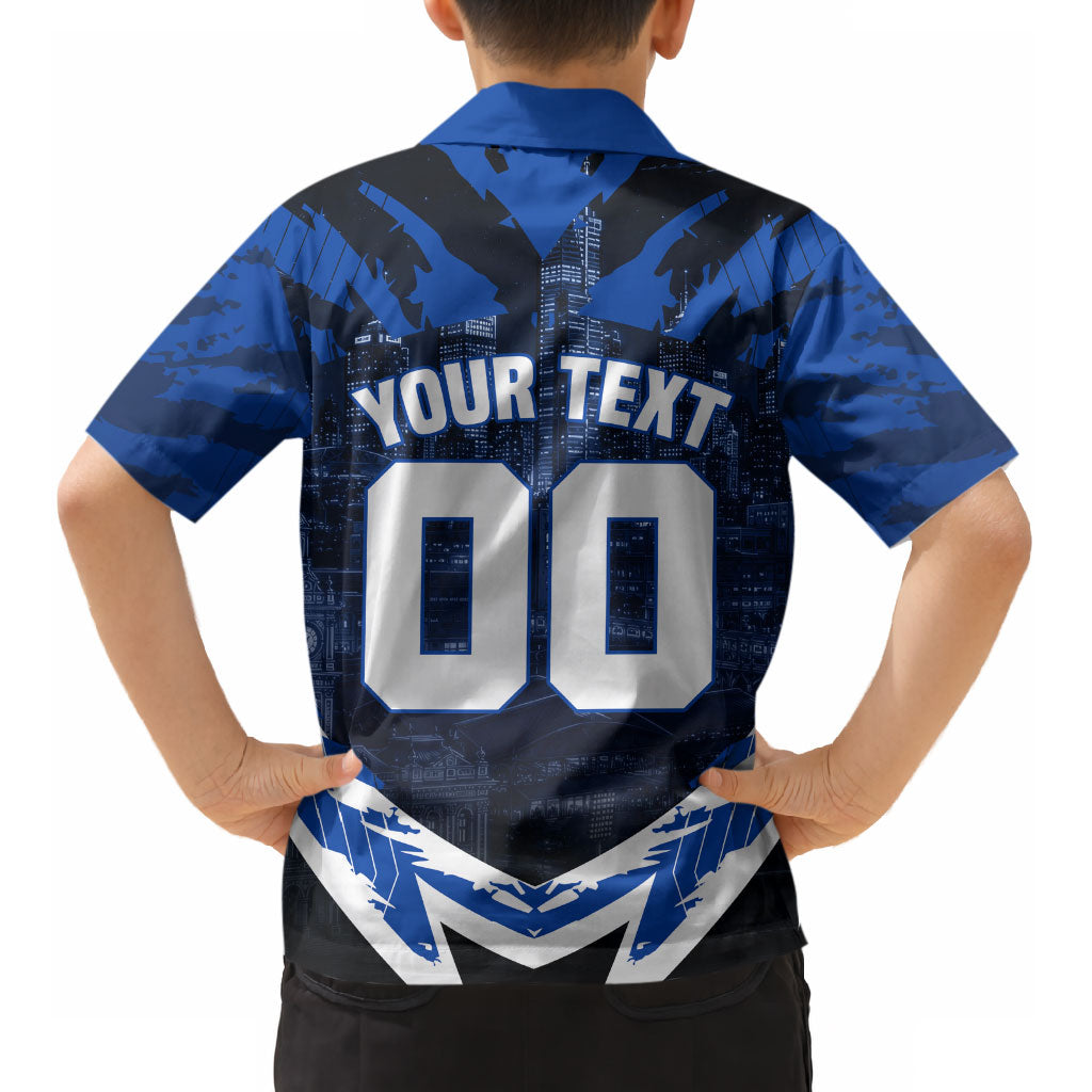 Personalised North Melbourne Kangaroos Football Kid Hawaiian Shirt Fierce Kangaroo Mascot 3D Grunge City Art