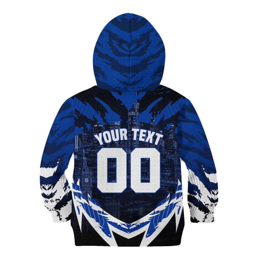 Personalised North Melbourne Kangaroos Football Kid Hoodie Fierce Kangaroo Mascot 3D Grunge City Art