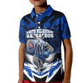 Personalised North Melbourne Kangaroos Football Kid Polo Shirt Fierce Kangaroo Mascot 3D Grunge City Art