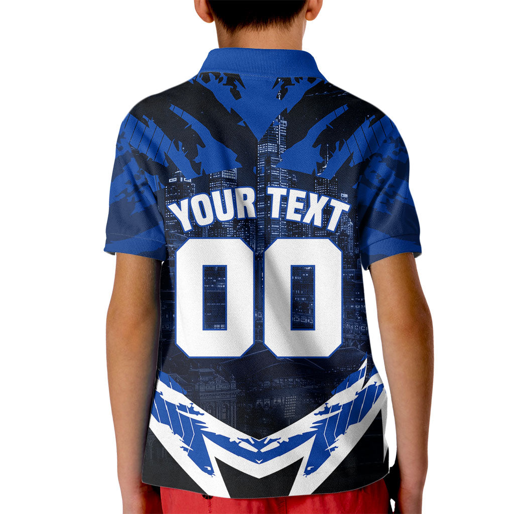 Personalised North Melbourne Kangaroos Football Kid Polo Shirt Fierce Kangaroo Mascot 3D Grunge City Art