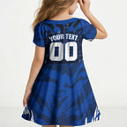 Personalised North Melbourne Kangaroos Football Kid Short Sleeve Dress Fierce Kangaroo Mascot 3D Grunge City Art
