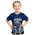 Personalised North Melbourne Kangaroos Football Kid T Shirt Fierce Kangaroo Mascot 3D Grunge City Art