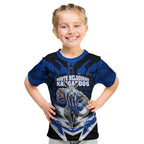 Personalised North Melbourne Kangaroos Football Kid T Shirt Fierce Kangaroo Mascot 3D Grunge City Art