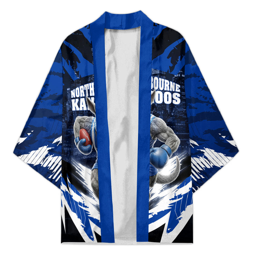 Personalised North Melbourne Kangaroos Football Kimono Fierce Kangaroo Mascot 3D Grunge City Art