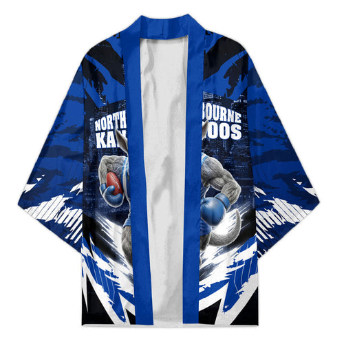 Personalised North Melbourne Kangaroos Football Kimono Fierce Kangaroo Mascot 3D Grunge City Art