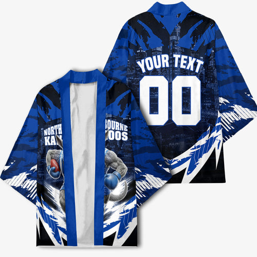 Personalised North Melbourne Kangaroos Football Kimono Fierce Kangaroo Mascot 3D Grunge City Art