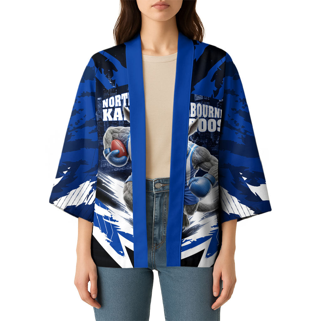 Personalised North Melbourne Kangaroos Football Kimono Fierce Kangaroo Mascot 3D Grunge City Art