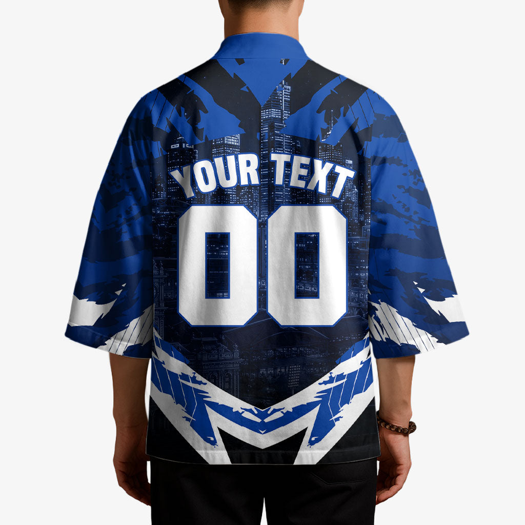 Personalised North Melbourne Kangaroos Football Kimono Fierce Kangaroo Mascot 3D Grunge City Art
