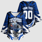 Personalised North Melbourne Kangaroos Football Kimono Sleeve Blouse Fierce Kangaroo Mascot 3D Grunge City Art