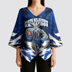 Personalised North Melbourne Kangaroos Football Kimono Sleeve Blouse Fierce Kangaroo Mascot 3D Grunge City Art