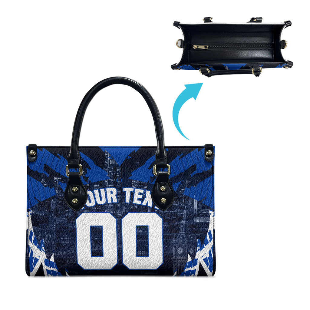 Personalised North Melbourne Kangaroos Football Leather Bag Fierce Kangaroo Mascot 3D Grunge City Art