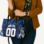 Personalised North Melbourne Kangaroos Football Leather Bag Fierce Kangaroo Mascot 3D Grunge City Art