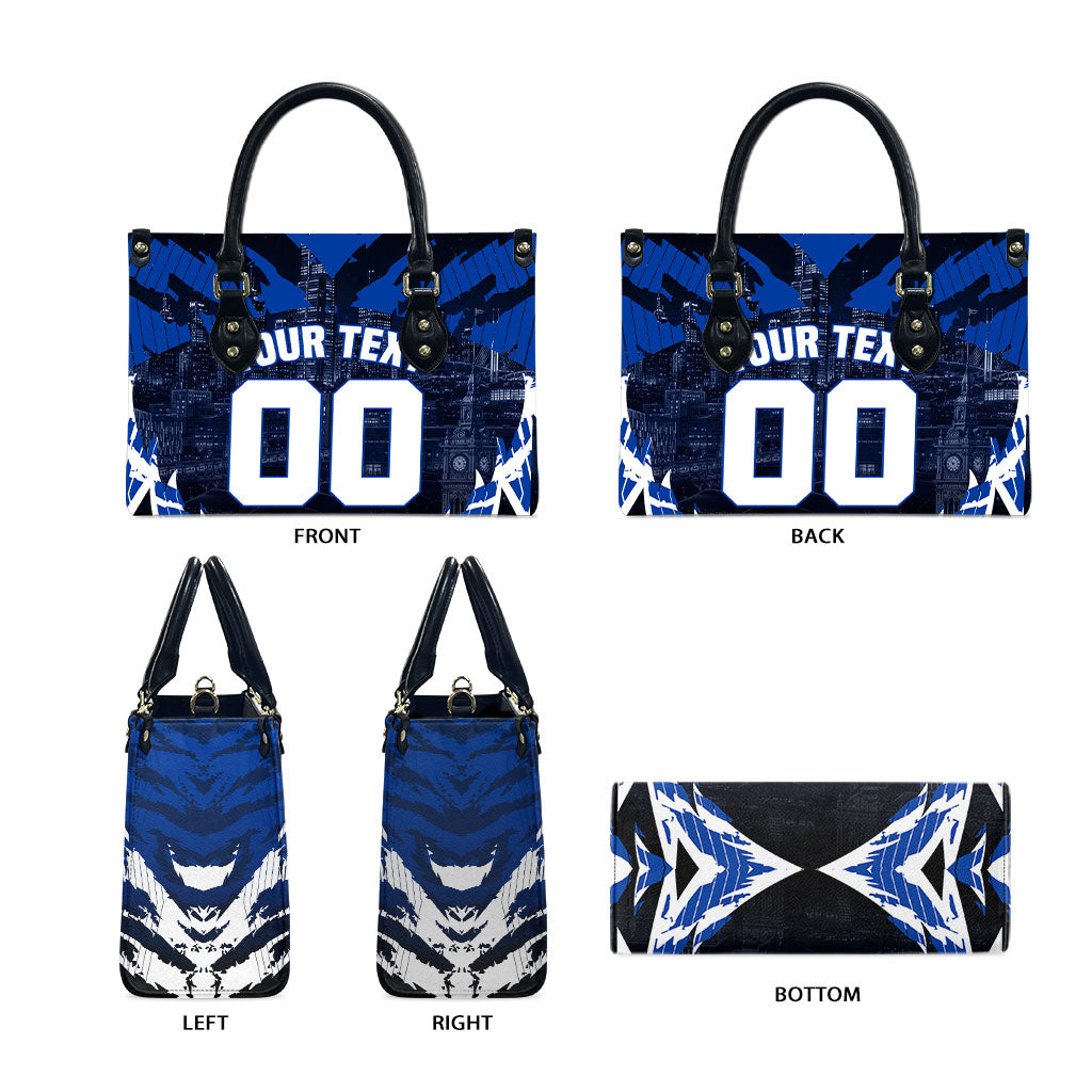 Personalised North Melbourne Kangaroos Football Leather Bag Fierce Kangaroo Mascot 3D Grunge City Art