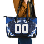 Personalised North Melbourne Kangaroos Football Leather Tote Bag Fierce Kangaroo Mascot 3D Grunge City Art