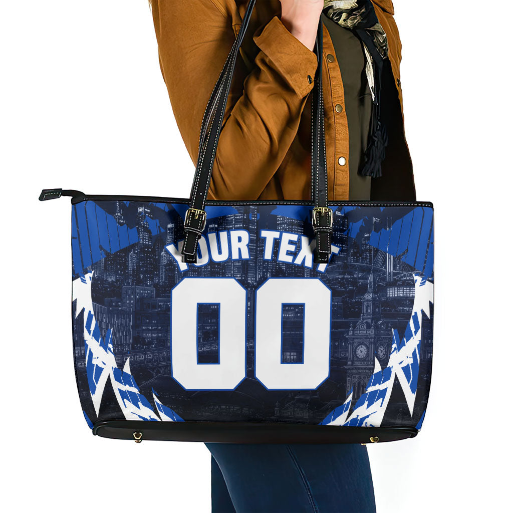 Personalised North Melbourne Kangaroos Football Leather Tote Bag Fierce Kangaroo Mascot 3D Grunge City Art