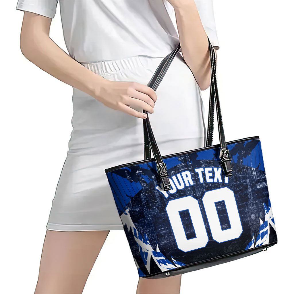 Personalised North Melbourne Kangaroos Football Leather Tote Bag Fierce Kangaroo Mascot 3D Grunge City Art