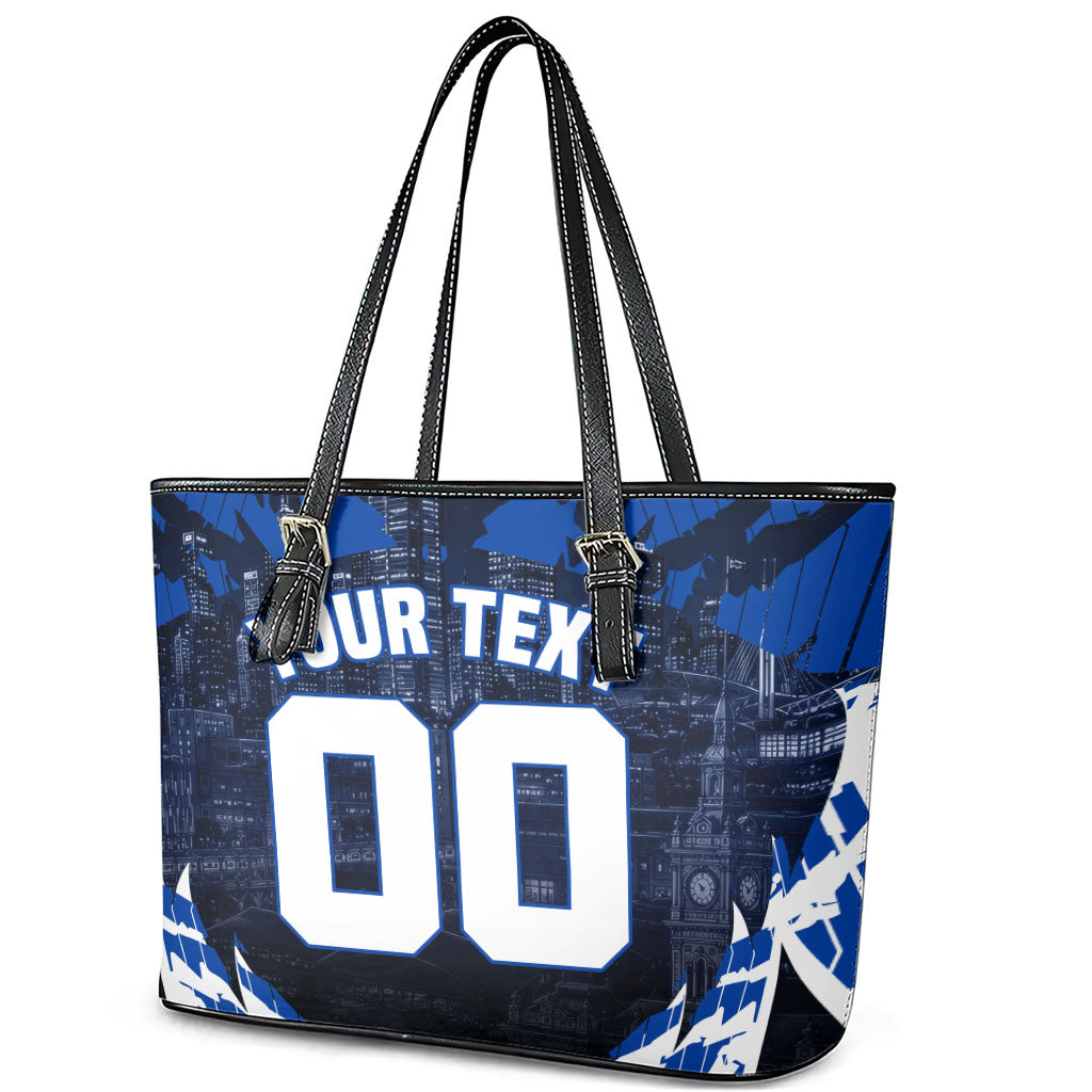Personalised North Melbourne Kangaroos Football Leather Tote Bag Fierce Kangaroo Mascot 3D Grunge City Art