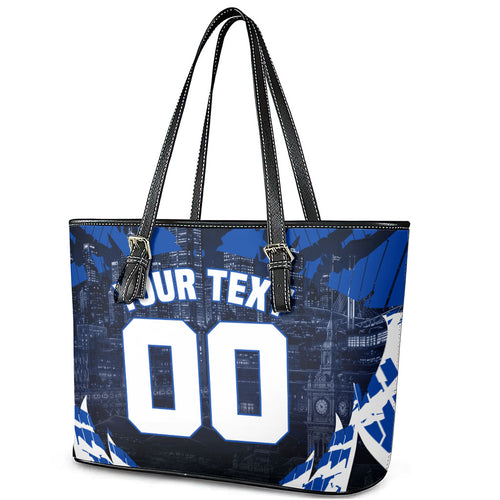 Personalised North Melbourne Kangaroos Football Leather Tote Bag Fierce Kangaroo Mascot 3D Grunge City Art