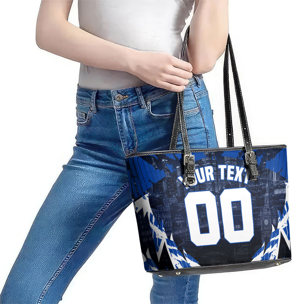 Personalised North Melbourne Kangaroos Football Leather Tote Bag Fierce Kangaroo Mascot 3D Grunge City Art