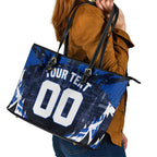 Personalised North Melbourne Kangaroos Football Leather Tote Bag Fierce Kangaroo Mascot 3D Grunge City Art