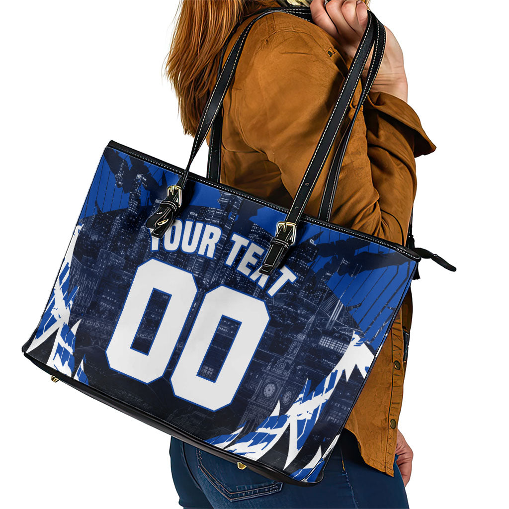 Personalised North Melbourne Kangaroos Football Leather Tote Bag Fierce Kangaroo Mascot 3D Grunge City Art