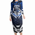 Personalised North Melbourne Kangaroos Football Long Sleeve Bodycon Dress Fierce Kangaroo Mascot 3D Grunge City Art