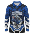 Personalised North Melbourne Kangaroos Football Long Sleeve Polo Shirt Fierce Kangaroo Mascot 3D Grunge City Art