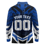 Personalised North Melbourne Kangaroos Football Long Sleeve Polo Shirt Fierce Kangaroo Mascot 3D Grunge City Art