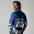 Personalised North Melbourne Kangaroos Football Long Sleeve Polo Shirt Fierce Kangaroo Mascot 3D Grunge City Art