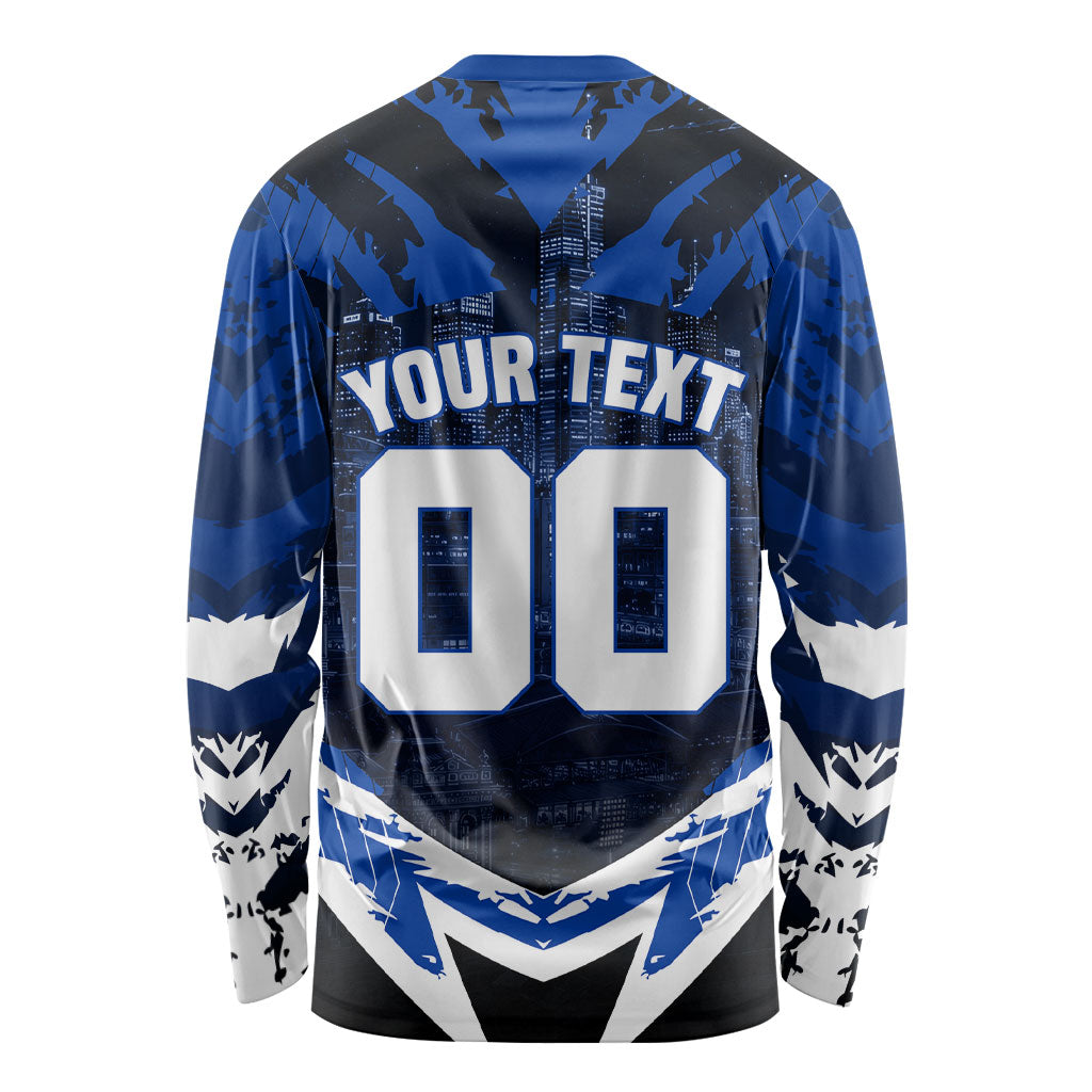Personalised North Melbourne Kangaroos Football Long Sleeve Shirt Fierce Kangaroo Mascot 3D Grunge City Art