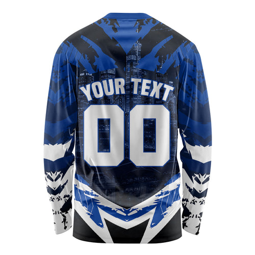 Personalised North Melbourne Kangaroos Football Long Sleeve Shirt Fierce Kangaroo Mascot 3D Grunge City Art
