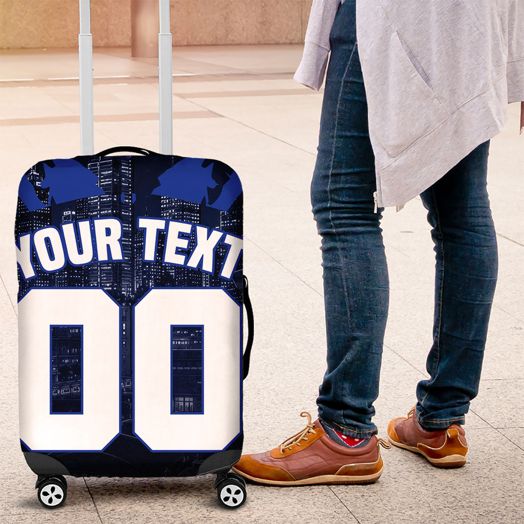Personalised North Melbourne Kangaroos Football Luggage Cover Fierce Kangaroo Mascot 3D Grunge City Art
