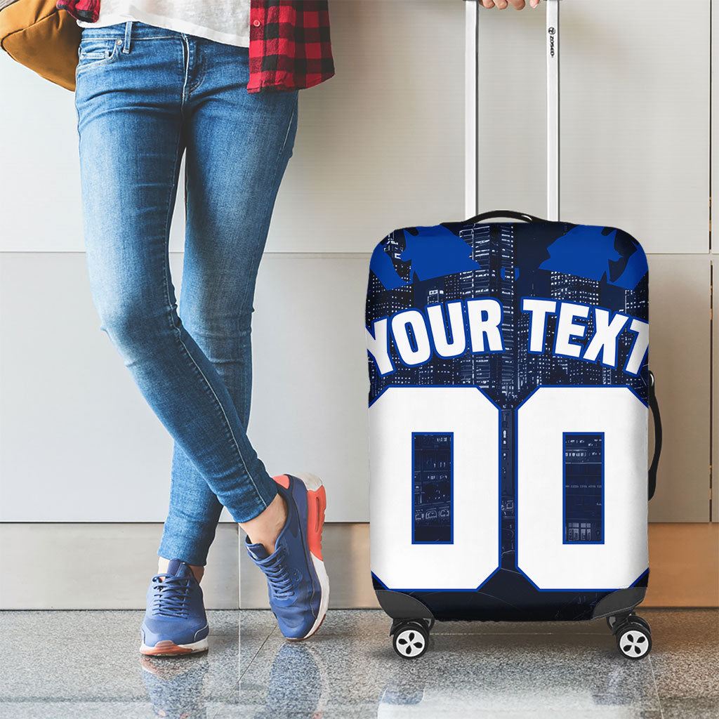 Personalised North Melbourne Kangaroos Football Luggage Cover Fierce Kangaroo Mascot 3D Grunge City Art