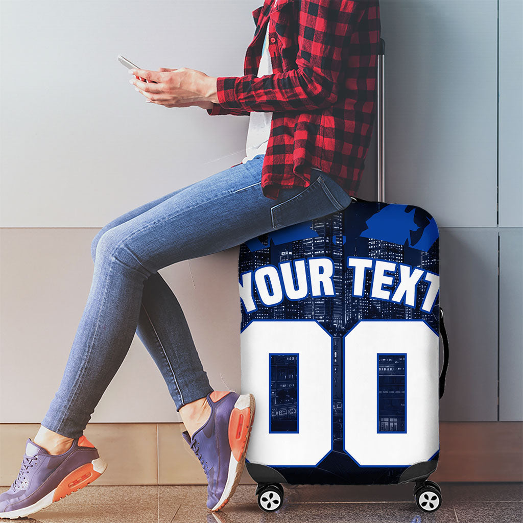 Personalised North Melbourne Kangaroos Football Luggage Cover Fierce Kangaroo Mascot 3D Grunge City Art