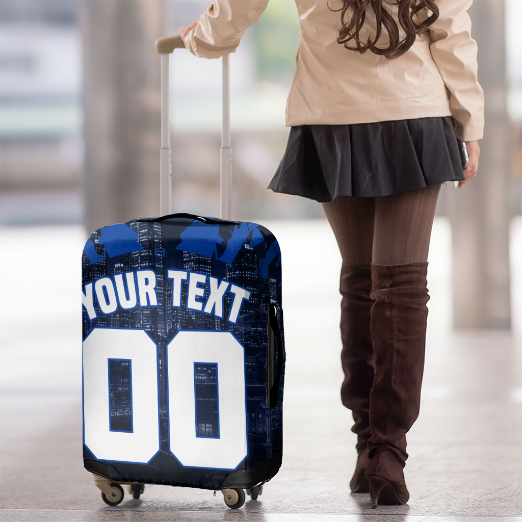 Personalised North Melbourne Kangaroos Football Luggage Cover Fierce Kangaroo Mascot 3D Grunge City Art