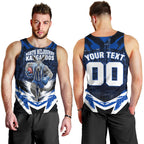 Personalised North Melbourne Kangaroos Football Men Tank Top Fierce Kangaroo Mascot 3D Grunge City Art