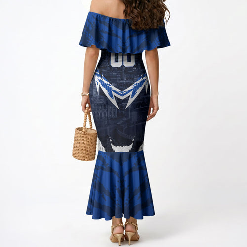 Personalised North Melbourne Kangaroos Football Mermaid Dress Fierce Kangaroo Mascot 3D Grunge City Art